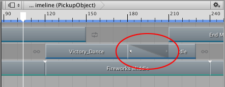 블렌드 영역은 나가는 클립과 들어오는 클립 간의 전환을 보여줍니다