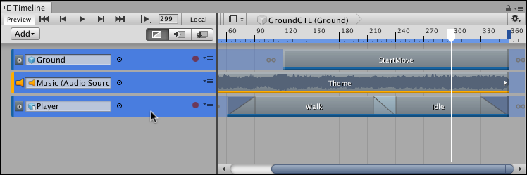 Shift 키를 누른 채로 클릭하여 인접한 트랙을 선택합니다