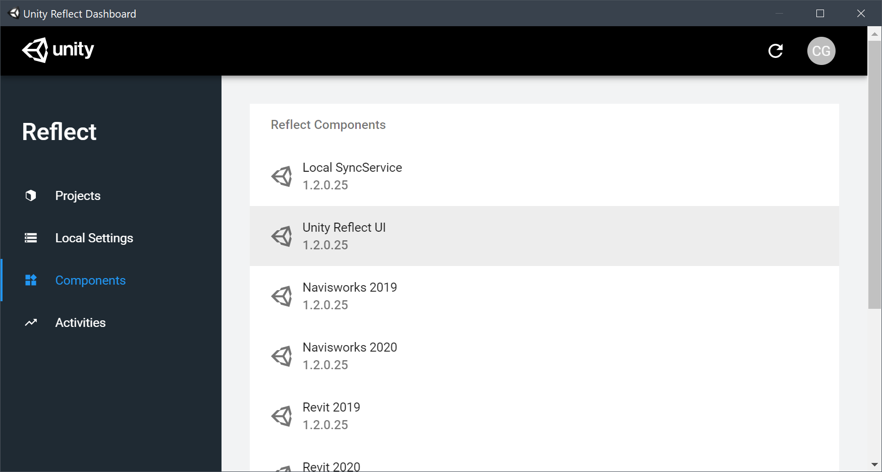 Unity Reflect dashboard