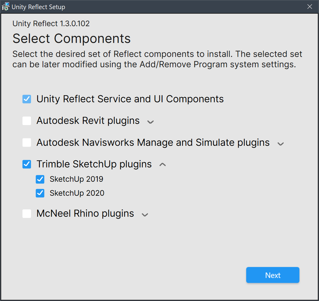Unity Reflect installer