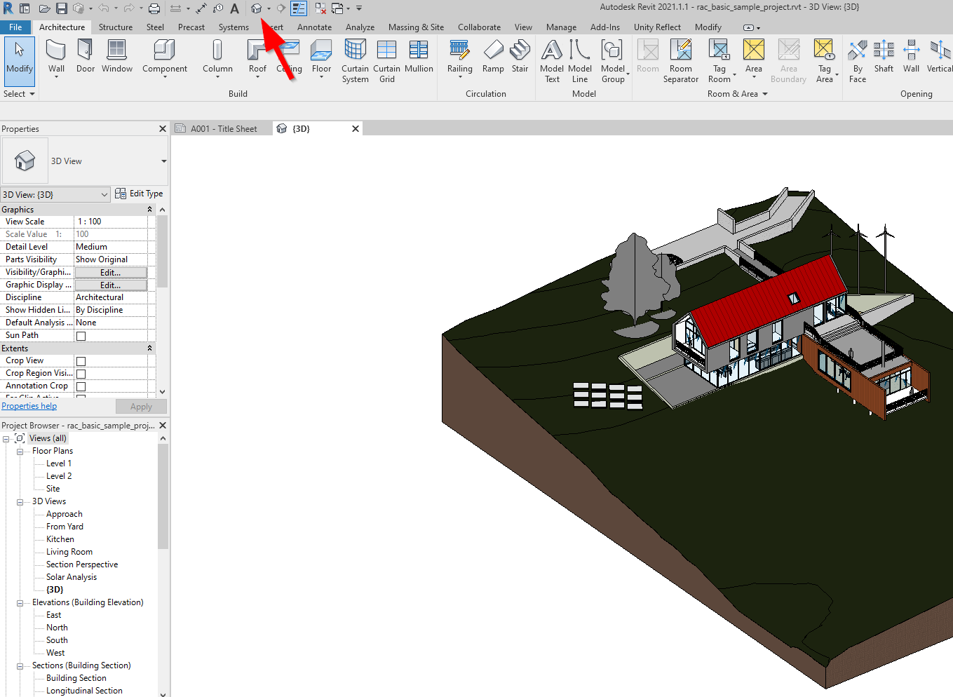 Selecting a 3D view in Revit