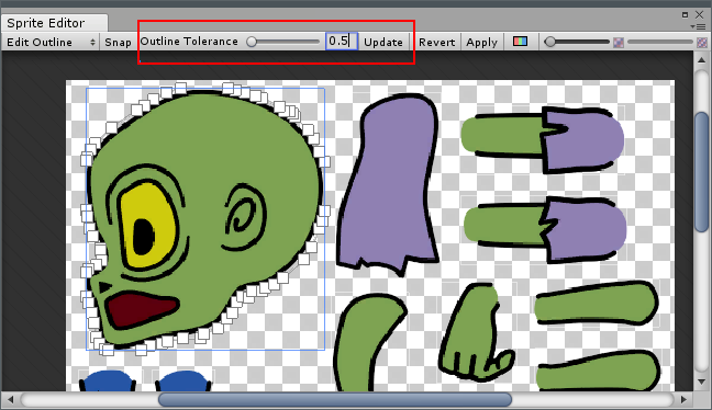 Use the Outline Tolerance slider to determine the number of control points
