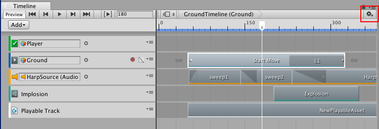 Click the Cog icon in the Timeline Editor window to view the Timeline Settings menu