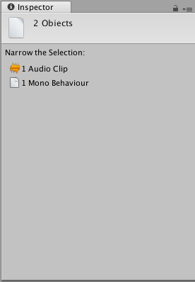 Depending on which multiple objects are selected, the Inspector window may provide options for narrowing the selection