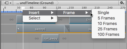 Right-click the Timeline Playhead and select Insert > Frame to move clips an exact number of frames