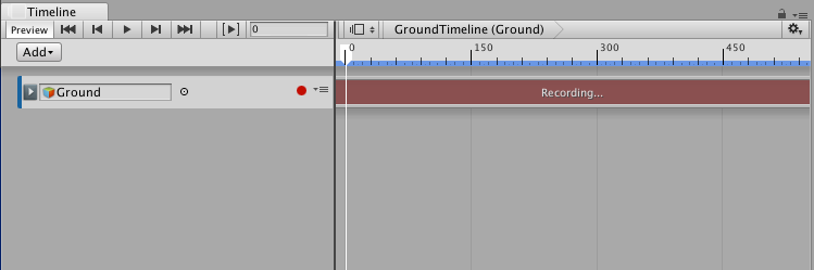 Timeline Editor window in Record mode