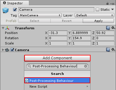 Adding a Post-Processing Behaviour script