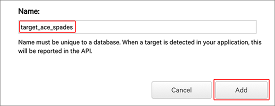 Naming the Target and adding it to the database