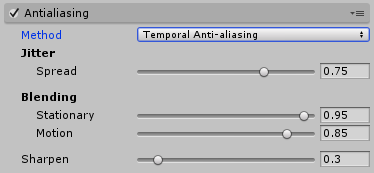 UI for the Anti-aliasing effect when TAA is selected