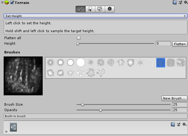 Set Height tool in the Terrain Inspector