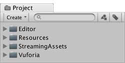 Empty project with all imported Vuforia assets