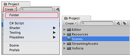 Creating an empty folder and naming it Scenes