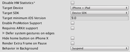 Device configuration settings for iOS platform