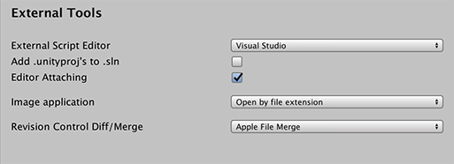 External Tools scope on the Preferences window