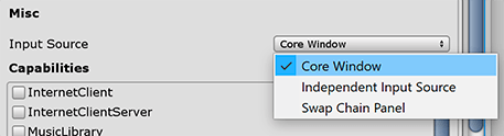 Input source setting for the Universal Windows platform