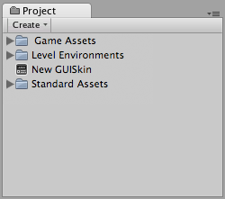 A new GUISkin file in the Project View