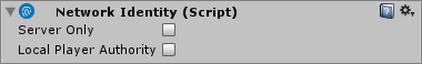 The Network Identity component in the Inspector window