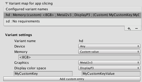 Variant configuration settings for iOS platform