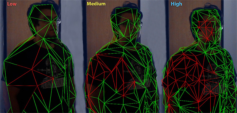 The three Level Of Detail modes for Spatial Mapping meshes