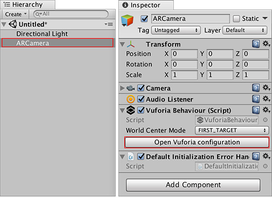 Accessing Vuforia configuration settings