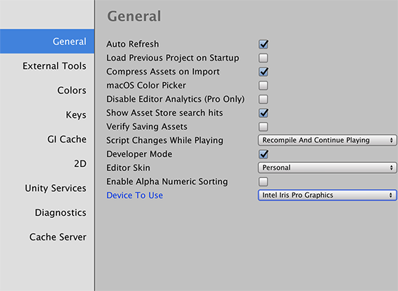 Changing target GPU in the Editor