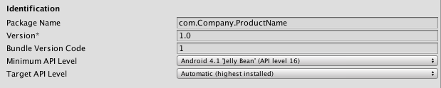 Identification settings for the Android platform