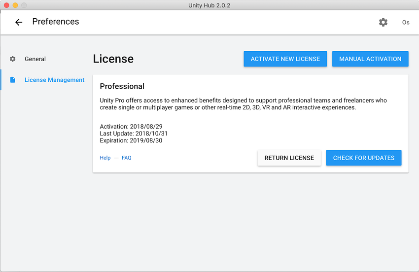 Licence window