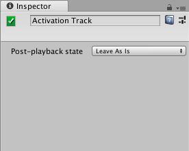 Inspector window when selecting an Activation track in the Timeline window