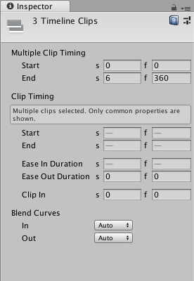 Inspector window when selecting multiple clips, on multiple tracks, in the Timeline window
