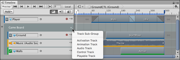 Click the Plus icon to add Track Sub-Groups and tracks to Track groups