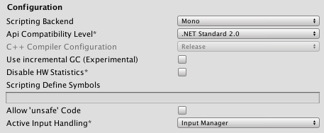 Configuration settings for Standalone Player platforms