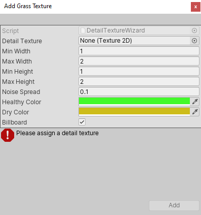 Окно Add Grass Texture