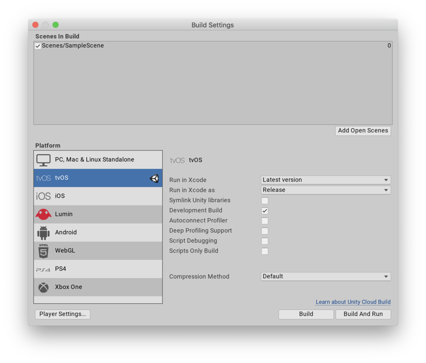 Player settings unity