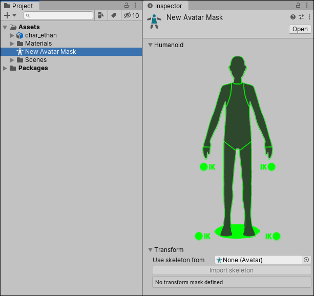 Importing Humanoid Animations Unity Manual