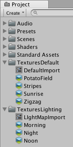 The TexturesDefault and TexturesLighting folders each have a Preset
