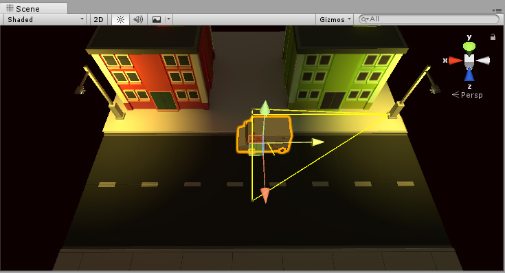 The ambulance now takes on the darker lighting in the centre of the Scene, as desired.