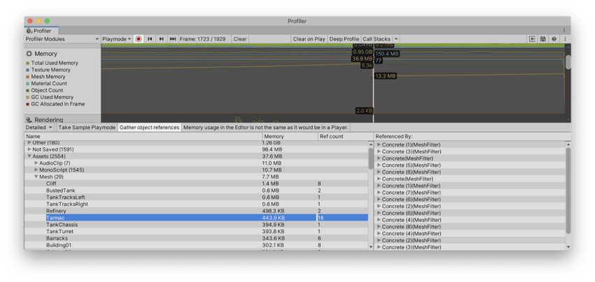 The Detailed memory module view