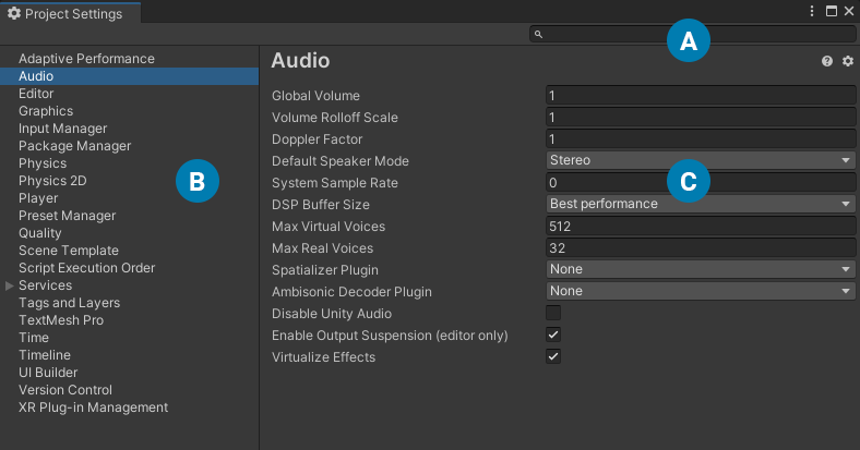 Project Settings window