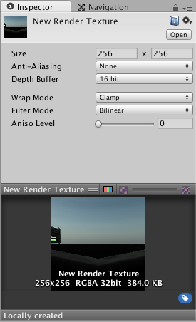 The Render Texture Inspector is almost identical to the Texture Inspector