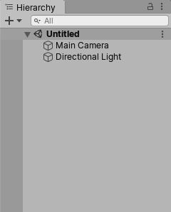 The default Hierarchy window view when you open a new Unity project