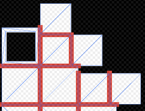 Red pixels indicate overlapping chart neighbourhoods