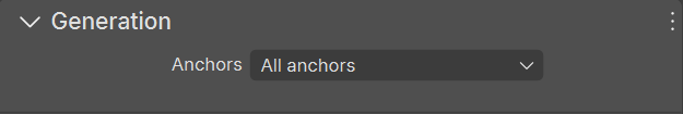 The Anchors property in the Generation window. "All anchors" is selected from the dropdown.