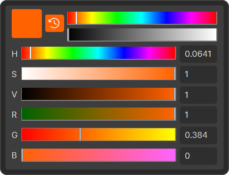 The color editor menu.