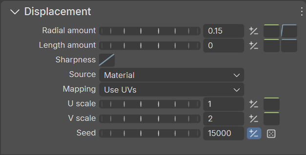 The Displacement drop down of the Branch generator.