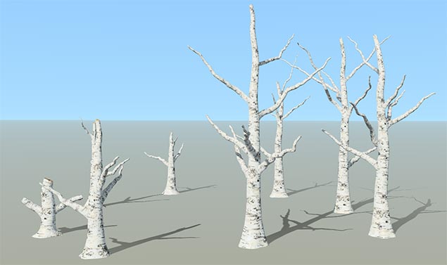 Trees in the Tree Window generated in Proportional mode.