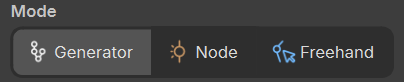 The Mode menu, which includes the options Generator, Node, and Freehand.