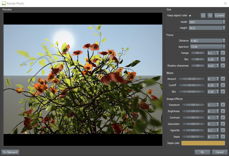 A Preview window in Render Photo.