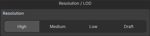 The Resolution group in the viewport toolbar.