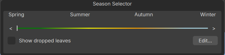 The Season slider and the Viewport toolbar.