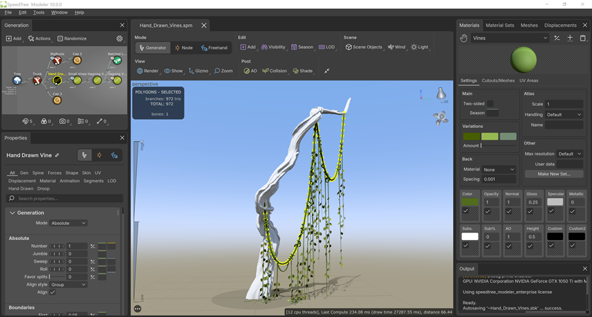 SpeedTree Modeler 10 full interface